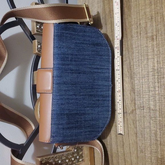 True Religion Women's Denim Saddle Bag with Oversized Horseshoe Logo Crossbody - Picture 10 of 11